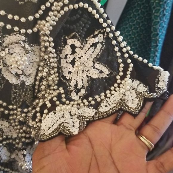 Nite Line Silk Beaded & Sequined Blouse Vintage Sz. 10 - Picture 8 of 16